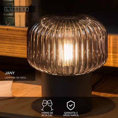 Lucide JANY - Lámpara de mesa - Ø 16 cm - 1xE14 - Negro - USP